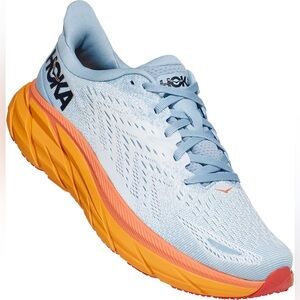Hoka One One Clifton 8 Running Shoes Blue Orange Goblin Women's 7.5B